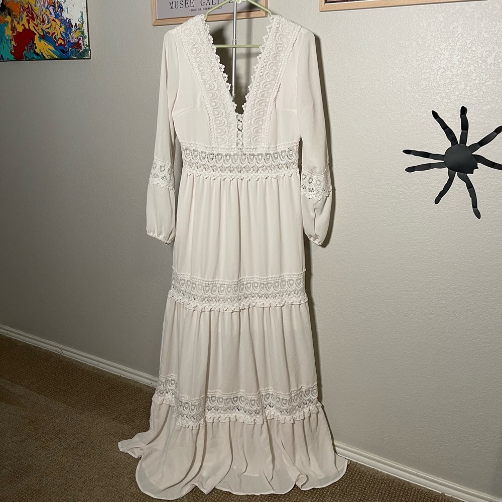 White bohemian lace dress